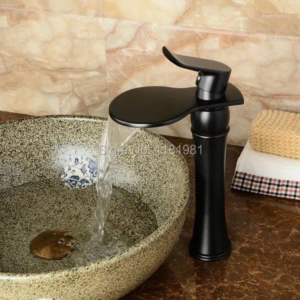 Badezimmer-Waschtischarmaturen Ly Blackened Basin Faucet Art Contemporary Brass Mixer Tap Waterfall B104