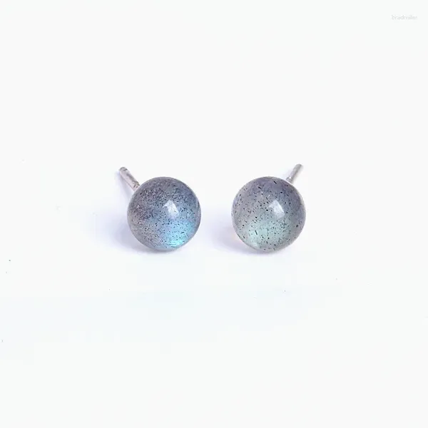 Orecchini a lobo in argento 925 per le donne Colorato blu 6mm Labradorite Moon Light Stone Brincos Fine Jewelry Bijoux