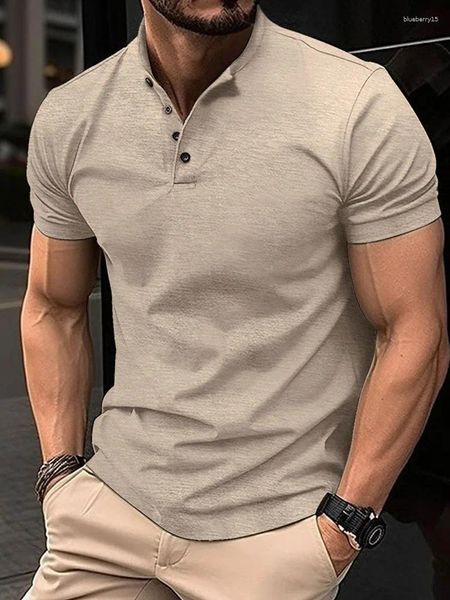 Мужская рубашка-поло с воротником-стойкой на пуговицах для занятий спортом и матчей