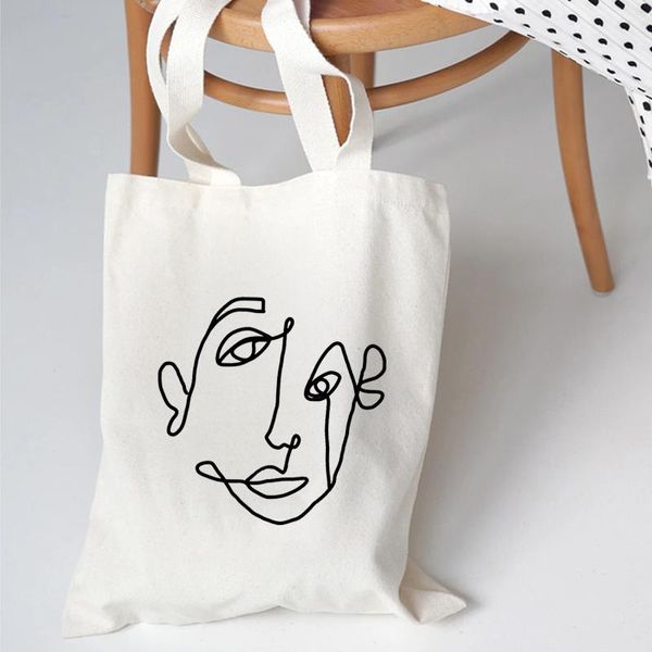 Alışveriş Çantaları 2024 Harajuku Kadın Tote Tuval Eko Yeniden Kullanılabilir Kpop Sanat Omuz Çantası Kızlar Öğrenciler Günlük Çanta