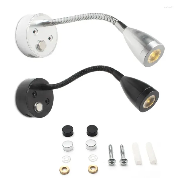 Настенный светильник 3 Вт, 12 В-30 В постоянного тока, светодиодный светильник для автофургона, яхта, лодка, чтение, черный, серебристый, с сенсорным затемнением, USB-порт для зарядки