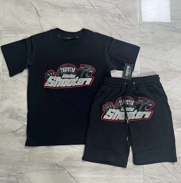 2024 Magliette da uomo Trapstar Maglietta Tiger Tuta Lettera Ricamata a maniche corte Uk Drill London Camicie e pantaloncini Set Centrale Cee Stesso stile Abbigliamento sportivo 6612ess