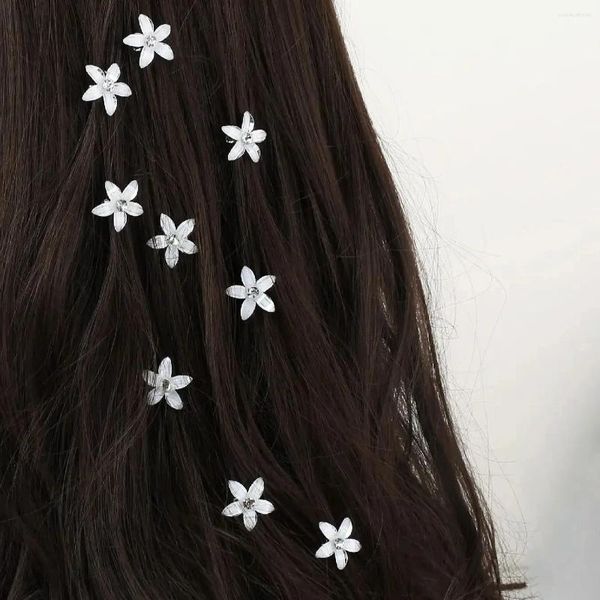 Haarspangen, 10 Stück, geflochtene kleine Blumenknöpfe, Haarnadel für alltägliches Styling, geeignet für Reisen, Mini-Krallen-Zubehör