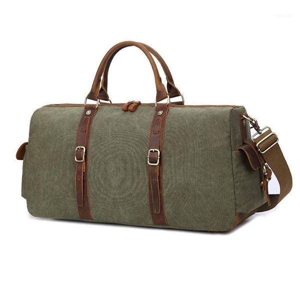 Duffel Bags Erkek Tuval Duffle Bag Büyük Seyahat Büyük Boy Haftası Gecelik Vintage Büyük Kapasite Bagajı Taşınıyor