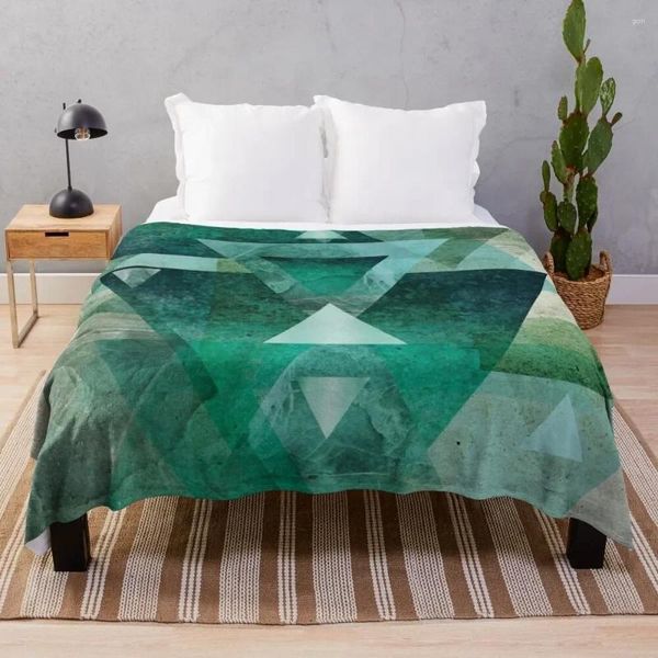 Coperte Coperta da tiro geometrica verde Divani alla moda Bellissimi