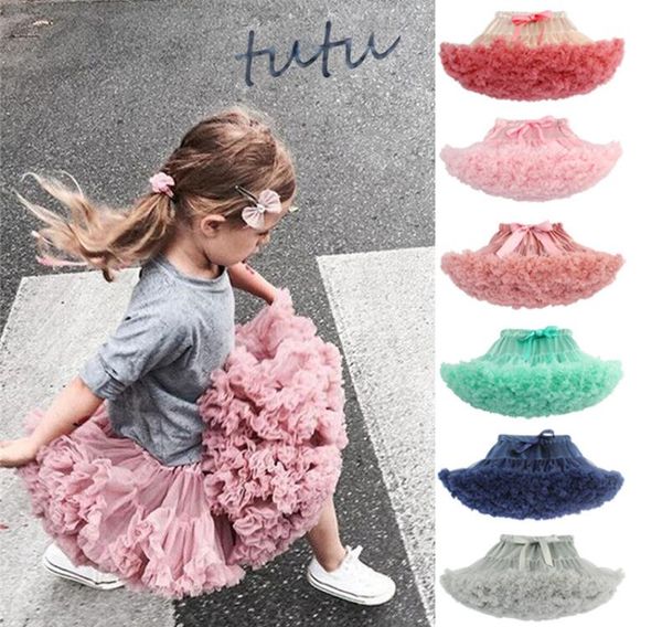 Saias de tutu para meninas, vestido de princesa de tule sólido, fofo, pettiskirt, saia de balé infantil, vestido inchado para performance de festa, imperdível