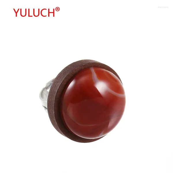 Cluster-Ringe Yuluch 2024 klassische Vintage-Holz eingelegte Halbzinklegierung afrikanische Frau Ring Geschenkschmuck