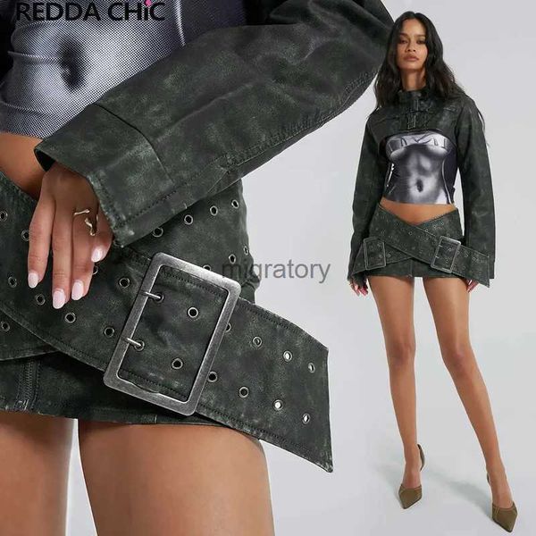 Gonne Skorts REDDACHiC Donna Assassin Micro Minigonna Hotties Vita bassa Cintura avvolgente in ecopelle Aderente Cyberpunk Y2k Streetwear YQ240223