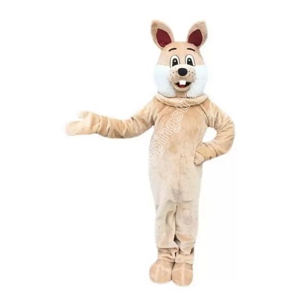 Vendite calde Costume della mascotte del coniglio marrone Vestito del personaggio dei cartoni animati Vestito per adulti di Natale Festa di compleanno Vestito da esterno Puntelli pubblicitari