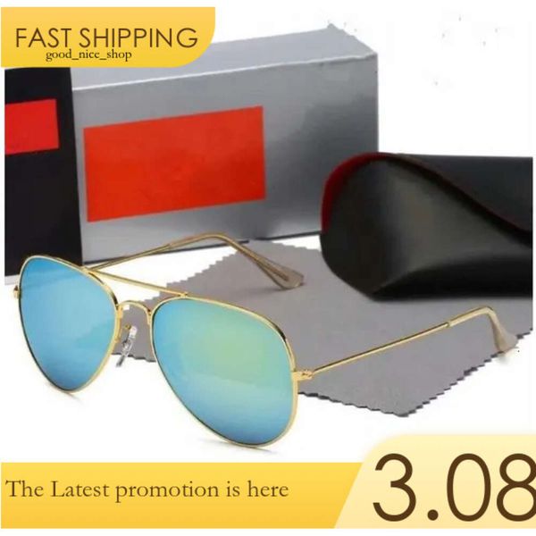 Occhiali da sole da donna firmati Aviator da uomo Occhiali da sole Rale Ban Occhiali da sole protettivi per donna Lenti in vero vetro Montatura in metallo dorato Drivings Ppdda 58 Rayban 354