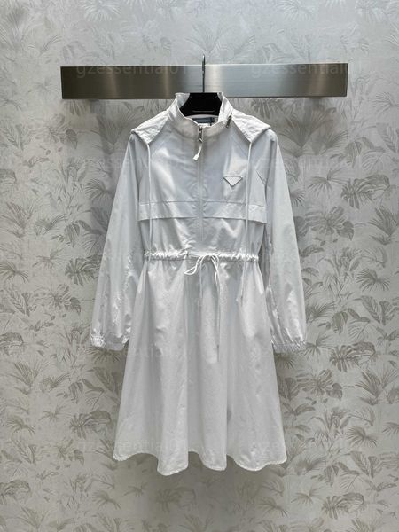 vestidos de verão para mulheres vestido de grife feminino primavera e verão novo clássico design de mangas compridas camisa com capuz vestido preto branco 2 cores roupas femininas