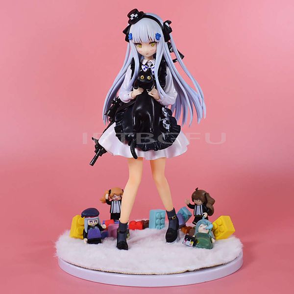 Anime mangá 22cm para meninas frontline hk416 1/7 gato preto presente ver maravilha anime pvc figura de brinquedo jogo figuras de ação colecionáveis modelo boneca