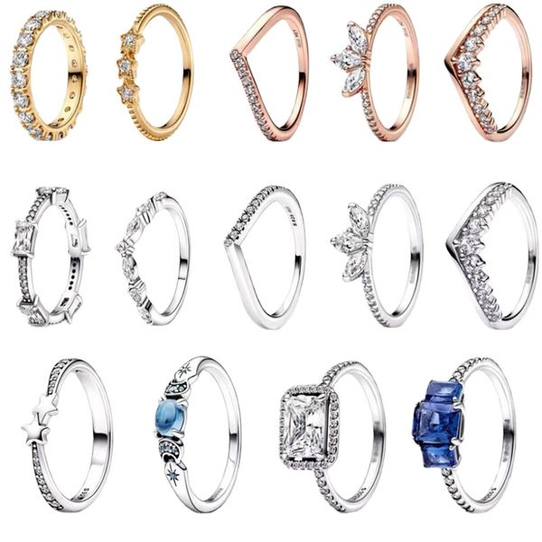 2024 Der NEUE neueste Schneeflocken-Ring, fünfzackiger Stern-Quadrat-Diamant-Stil, modisch und elegant