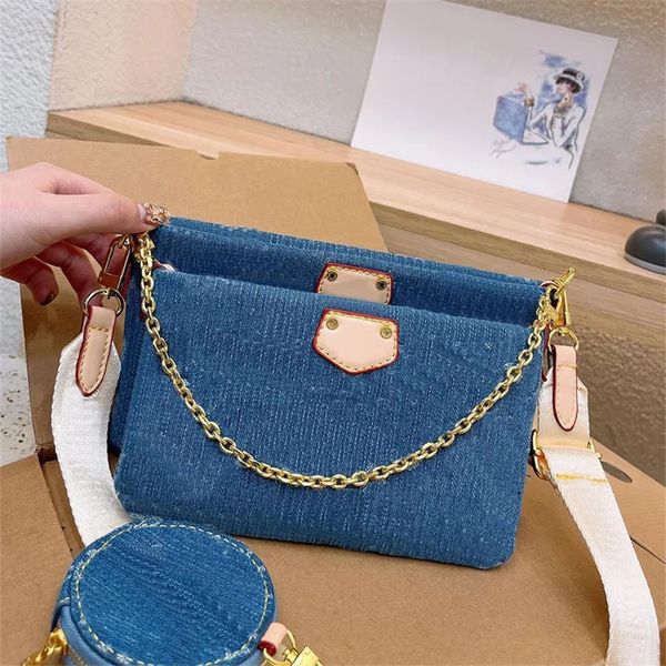 Tuval denim mavisi multi pochette Accessoires omuz çantası zinciri crossbody alt koltuk çanta çanta alışveriş çantaları çanta kadın