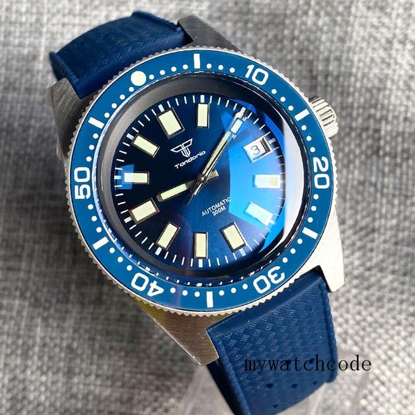 AR Domed Sapphire Tandorio 41mm 62MAS quadrante blu NH35A automatico 300M orologio da uomo subacqueo lunetta in ceramica verde Lume 240220