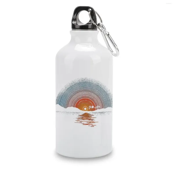 Garrafas de água LP Music Record Sunset 18 DIY Sport Bottle Alumínio Gráfico Xícaras de chá Chaleira a vácuo