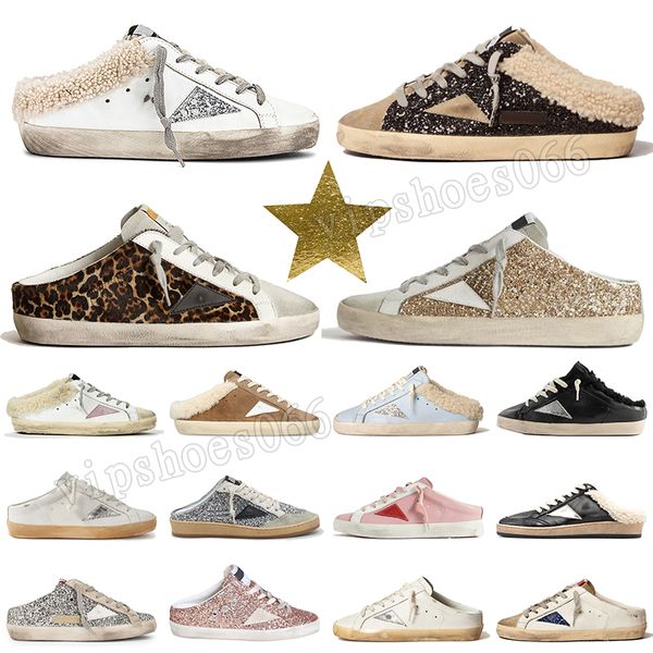 2024 Goldenstar Sabot Hausschuhe Designer Slides Damen Herren Golden Goooose Sneakers Dirty Old Loafers Plattform Trainer Pelz Slide Luxusschuhe DHgate Größe EUR 46