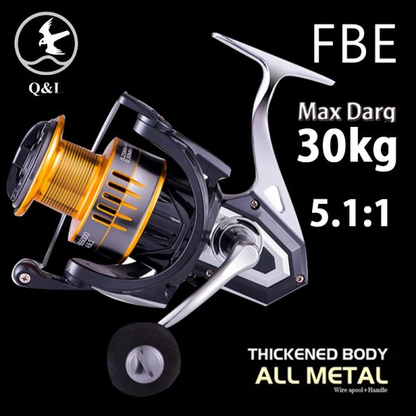 Mulinelli QL 2022 FBE 100012000 Mulinello da traina 13 + 1BB 30kg Max Drag CNC giappone Spinnning Mulinello da pesca Ryobi 5.2:1 All metal