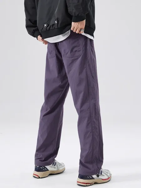 Calças masculinas 2024 ao ar livre 300g repelente de água pesada rápida secagem nylon casual masculino reto solto paraquedista calças