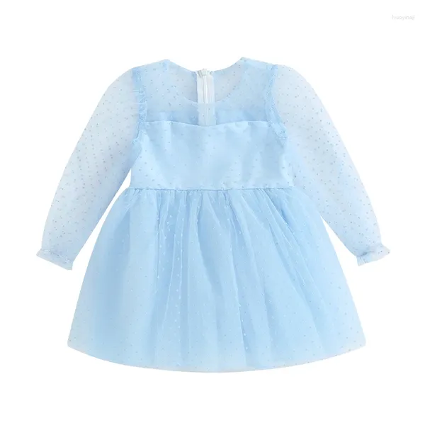 Mädchen Kleider Louatui Baby Mesh Kleid Dot Print Lange Ärmel Tüll Party A-Linie Kleinkind Prinzessin Herbst Kleidung