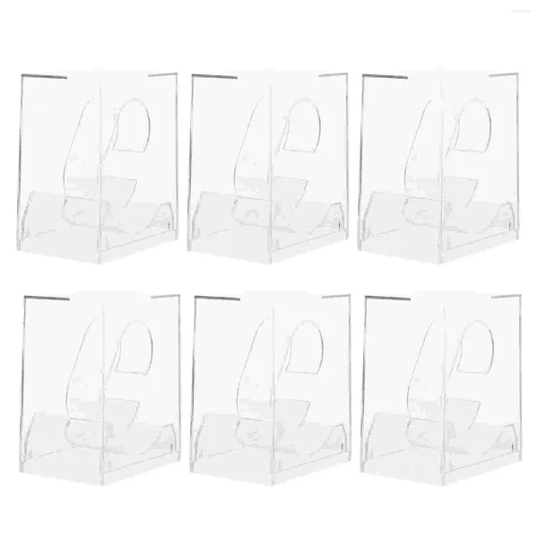 Relógio Caixas 6 Pçs / Caixa Organizador Clear Jóias Pulseira Display Rack Suporte para Homens Armazenamento