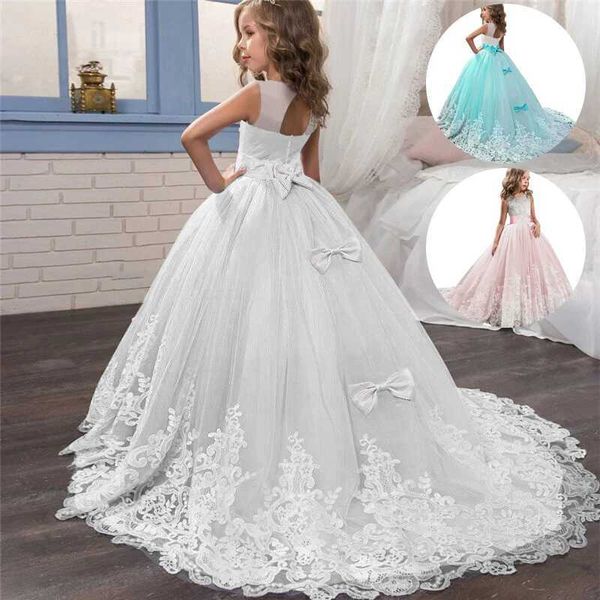 Vestidos da menina adolescente meninas vestido longo da dama de honra crianças vestidos para 6-14 anos crianças princesa festa de casamento vestido de baile vestidos de ocasião formal l2402