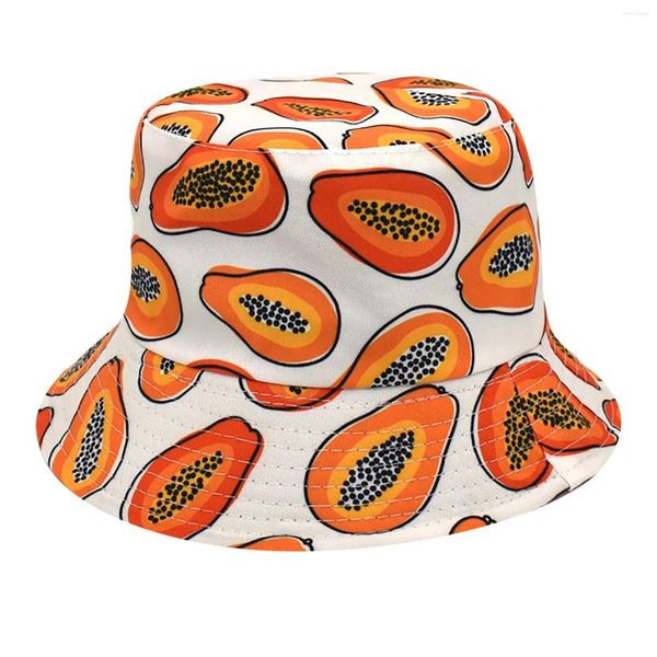 Berretti Cappelli da pescatore da uomo Papaya stampato Cappello da pescatore Panama reversibile di alta qualità Hawaii Coreano Protezione solare estiva per esterni