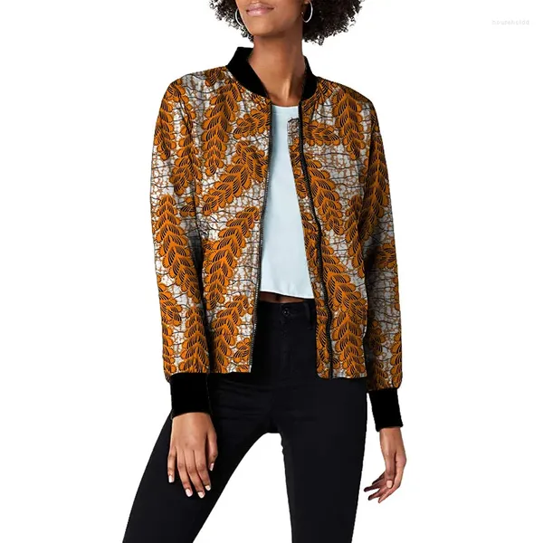 Roupas étnicas Impressão Africana Mulheres Bomber Jackets Tailor Made Ankara Casual Feminino Casaco Curto