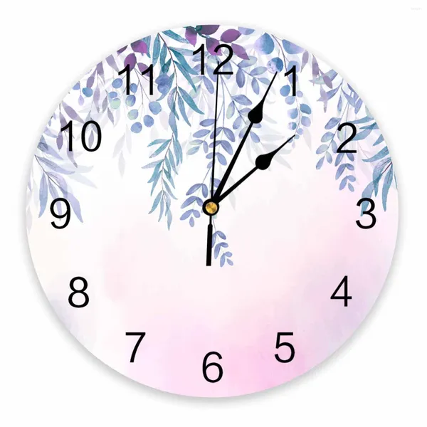 Relógios de parede plantas flores planta aquarelas campo impresso relógio moderno silencioso sala estar decoração casa pendurado relógio