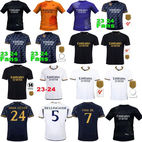 24 25 Real Madrids Bellingham Vini Jr Escolhas Múltiplas Camisas de futebol MBAPPE TCHOUAMENI Camisa de futebol Camavinga Rodrygo Modric Camisetas Men Kit Uniforms fãs