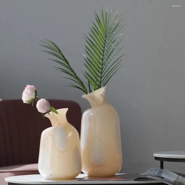 Vasos leite criativo jade inclinada em boca de vidro hidropônico home vaso macio da sala de estar arranjo de mesa