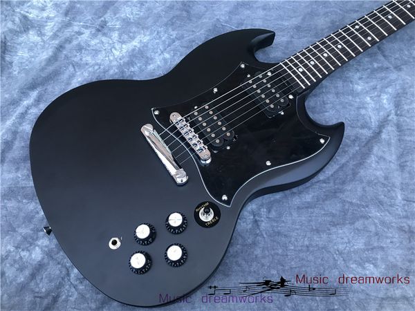 Preto MATT G-400 guitarra elétrica SG de alta qualidade, hardware cromado de níquel, proteção de captação grande, em estoque, transporte rápido