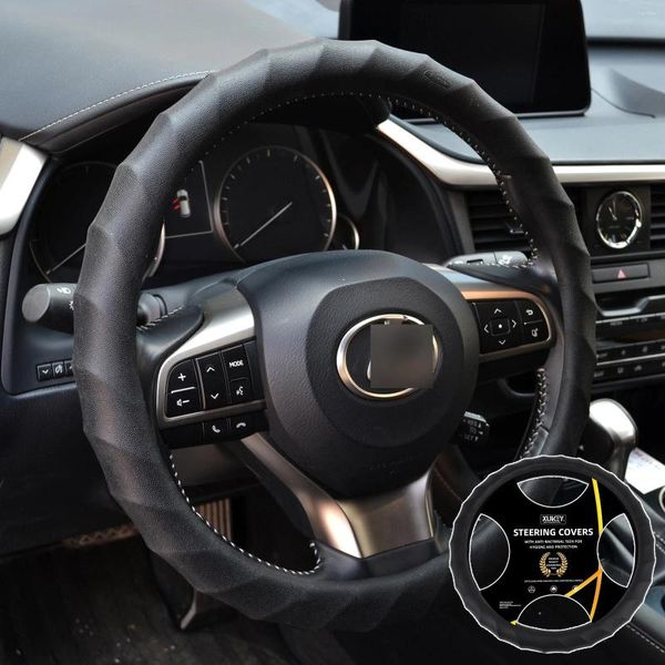 Capas de volante universal 36 - 39cm capa de silicone luva antiderrapante estilo de carro protetor de textura de couro para qashqai