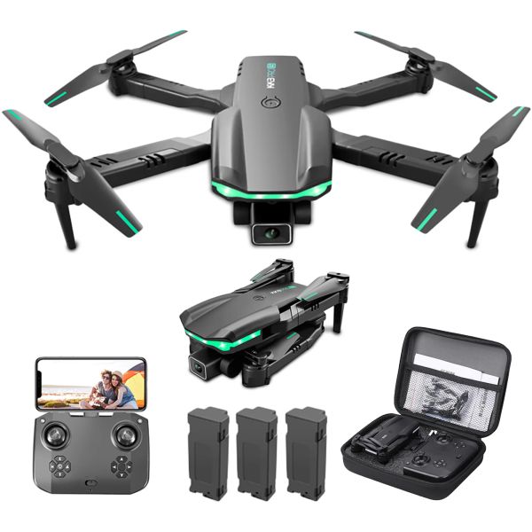 Drone 2.4GHz 4K HD Kamera Katlanabilir RC Drone Quadcopter Pil LED Işıkları Akıllı Engel Kaçınma 10 Dakika Uçuş Zamanı Dron