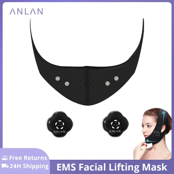 Şişeler Anlan EMS Yüz Şişiriciye Karşı Kırışıklık Anti Kırışıklık Çift Çene Elektrikli Yanak Yukarı Kemer Ems Yüz Kaldırma Masajı Yüz şekillendirme Maskesi