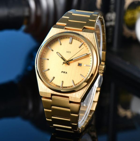 Nova marca de alta qualidade TISSOTITY PRX Series 1853 Mens Watch Luxury Sapphire Mirror Men Automatic Designer Movement Relógios Quartz Men Watchwristes Montre # 756