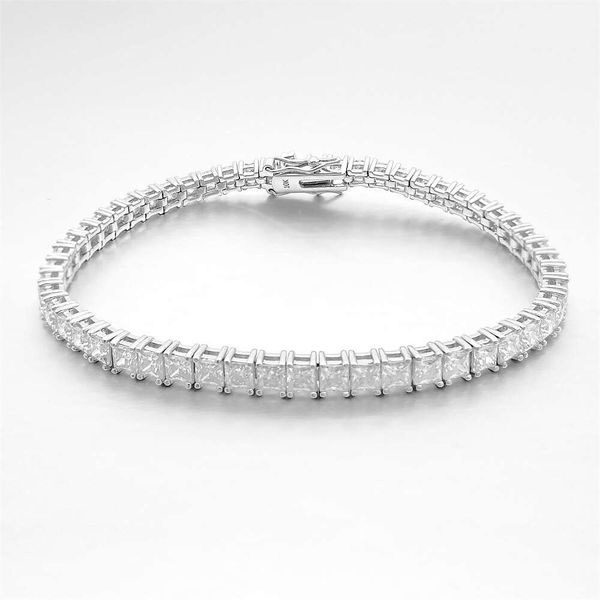 Diamant Vvs1 Princess Cut Tennis Chain Link S Silber Moissanit Armband für Damen Herren