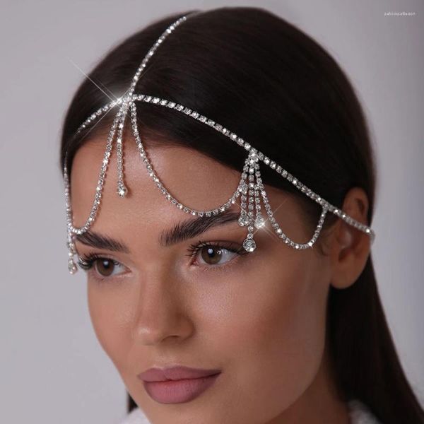Haarspangen Stonefans Elegante Quaste Stirnkette Stirnband Hochzeitsaccessoires Boho Schmuck Braut Strass Kopf Tiara für Frauen