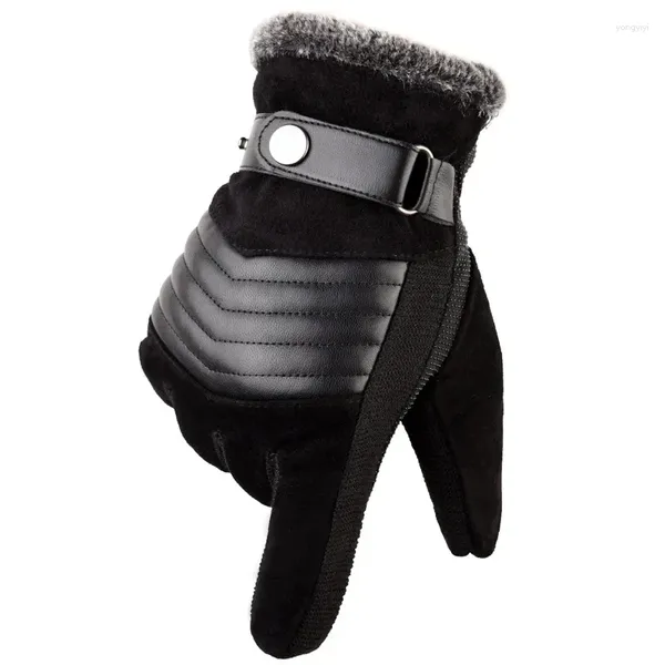 Radfahren Handschuhe Touchscreen Winter Warme männer Echtes Leder Casual Fäustlinge Für Männer Outdoor Sport Voll Finger Handschuh