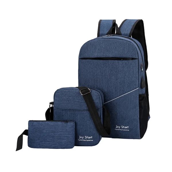 Rucksack 3 teile/satz männer Rucksack Männlichen USB Lade Laptop Rucksack Frauen Reise Rucksäcke Schul Männer Schulter Tasche Sets Taschen 3 stück