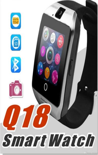 Q18 Smartwatch Uhren Bluetooth Smartwatch Armbanduhr mit Kamera TF SIM Kartensteckplatz Schrittzähler Antilost für Apple Android p6669566