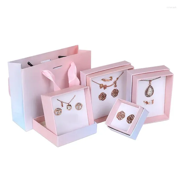 Sacchetti per gioielli PaperBox per confezionare biscotti Torta sapone Handmde Kraft Cartone regalo di nozze Anello orecchino Custodia Scatola di Natale