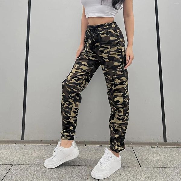 Damenhose, Camouflage-Jogginghose mit zufällig bedrucktem Kordelzug und Bündchen am Saum, trendige Streetwear-Hose, Pantalones De Mujer