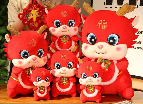 Peluche ripiene di nuovo film anime all'ingrosso 2024 anno del drago mascotte giocattolo bambola animale decorazione della casa regalo di Natale per ragazze dei ragazzi