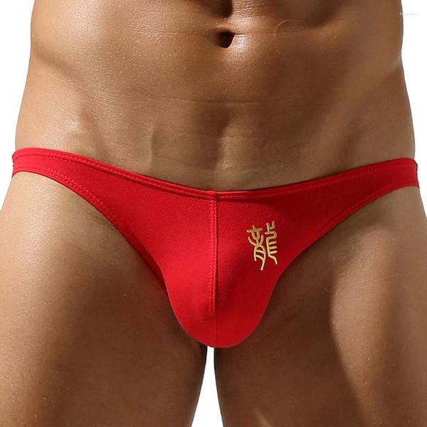 Underpants 1 pc homens sexy briefs shorts carta impressa cintura baixa u-convexo bolsa bikini breve roupa interior masculina calcinha lingerie