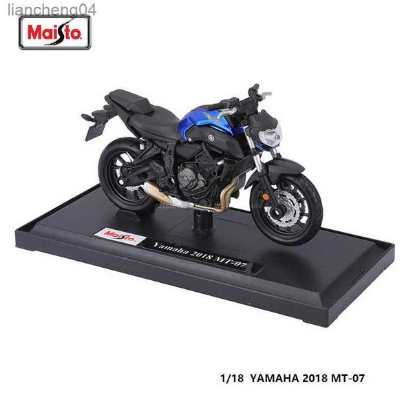 Modelo de carros fundidos maisto 1 18 yamaha MT-07 2018 genuíno modelo estático de motocicleta carro fundido colecionável presente brinquedo juguetes carro de brinquedo