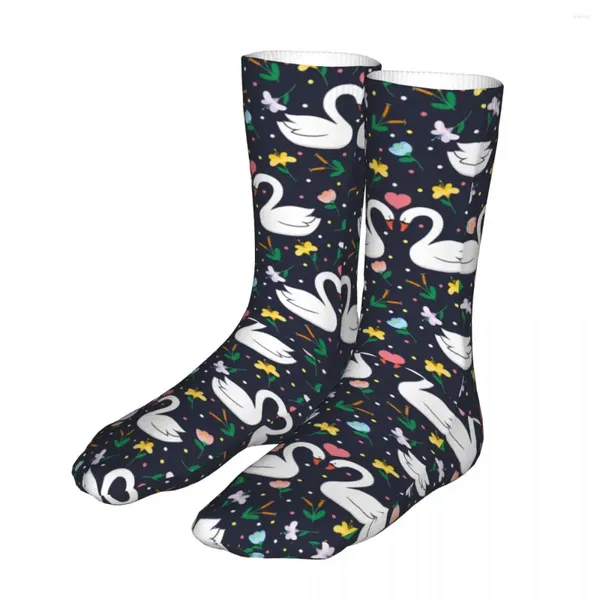 Мужские носки, милые тропические женские носки из полиэстера с лебедем, модные чулки в стиле Харадзюку на весну, лето, осень, зиму, подарок