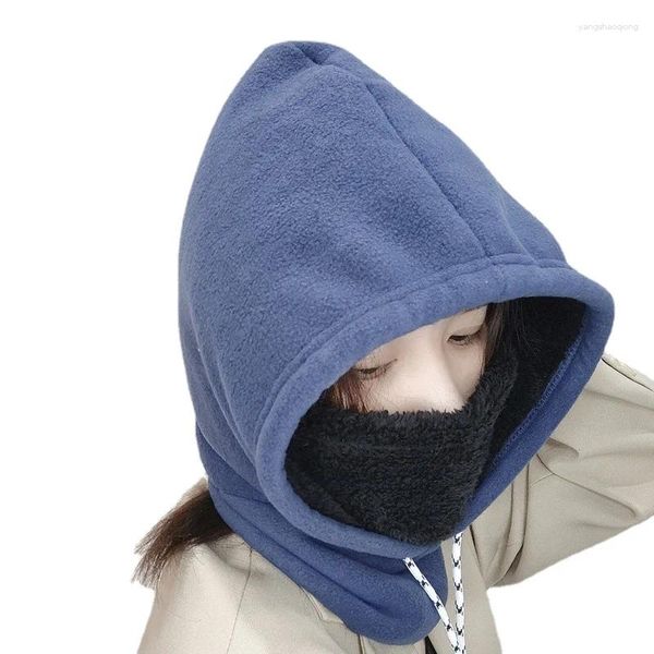 Beralar Kış Polar Bisiklet Kapağı Kayak Balaclava Balaclava Rüzgar Geçirmez Kadın Kafa Kapağı Açık Hood Soğuk Yastıklı Beanies Peluş Sıcak Şapka