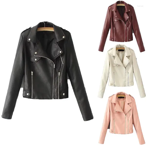 Giacche da donna Arrivo autunno e inverno Giacca da moto americana europea Cappotto corto sottile in pelle Pu Top Factory Dire