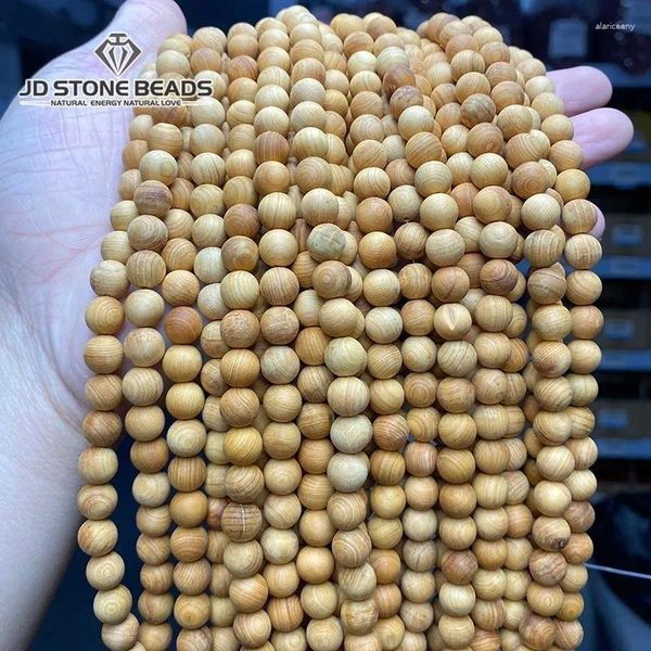 Pietre preziose sciolte Perline naturali di Thuja Sutchuenensis Distanziatore in legno a strisce Perlina di Buddha per la creazione di gioielli Accessorio per collana Braceelt fai da te